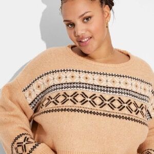 Wild Fable Tan and Black Patterned Sweater